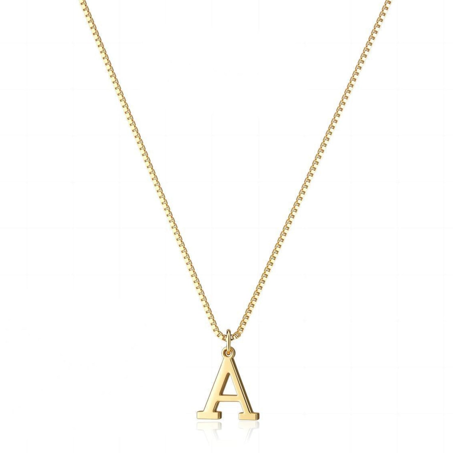 Gold initial letter A necklace for women
