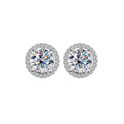 1 Carat Princess Cut Halo Moissanite Stud Earrings, 925 Sterling Silver, White Gold Plated, Brilliant Cut Lab Grown Diamond Earrings for Women, SYG Jewelry