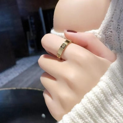 Close up of couple rings on finger, simple luxury design