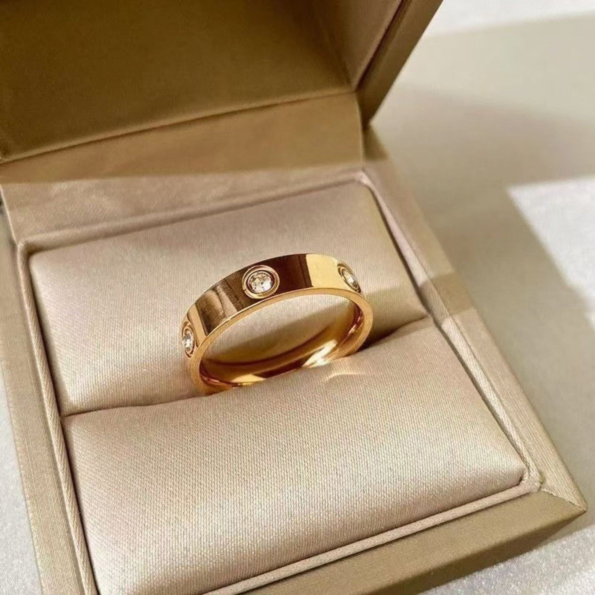 Couple rings in gift box, perfect anniversary valentine's day gift