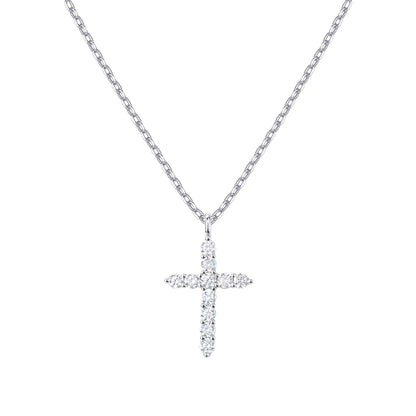 Dainty full diamond cross necklace main picture, 18K gold plated pendant for women