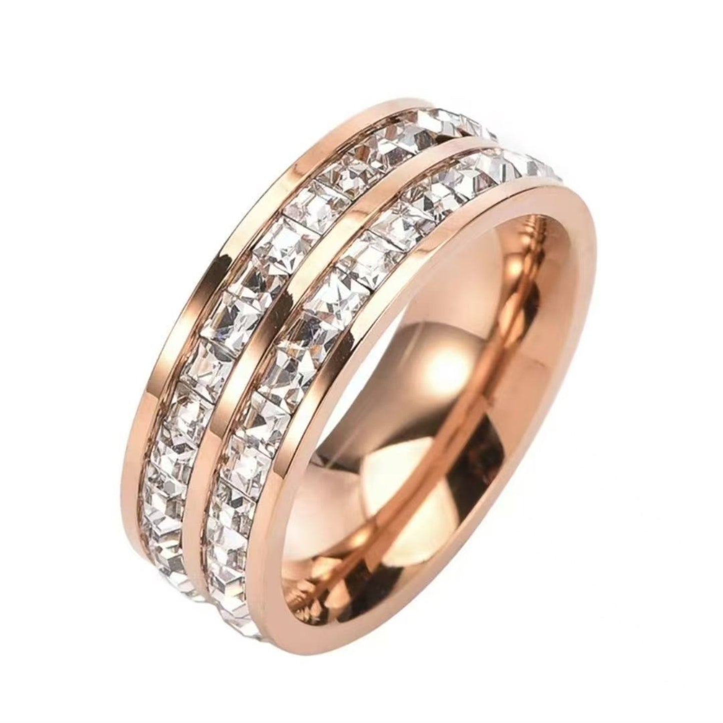Dainty gold plated titanium steel starry diamond ring main picture, minimalist stackable ring for women