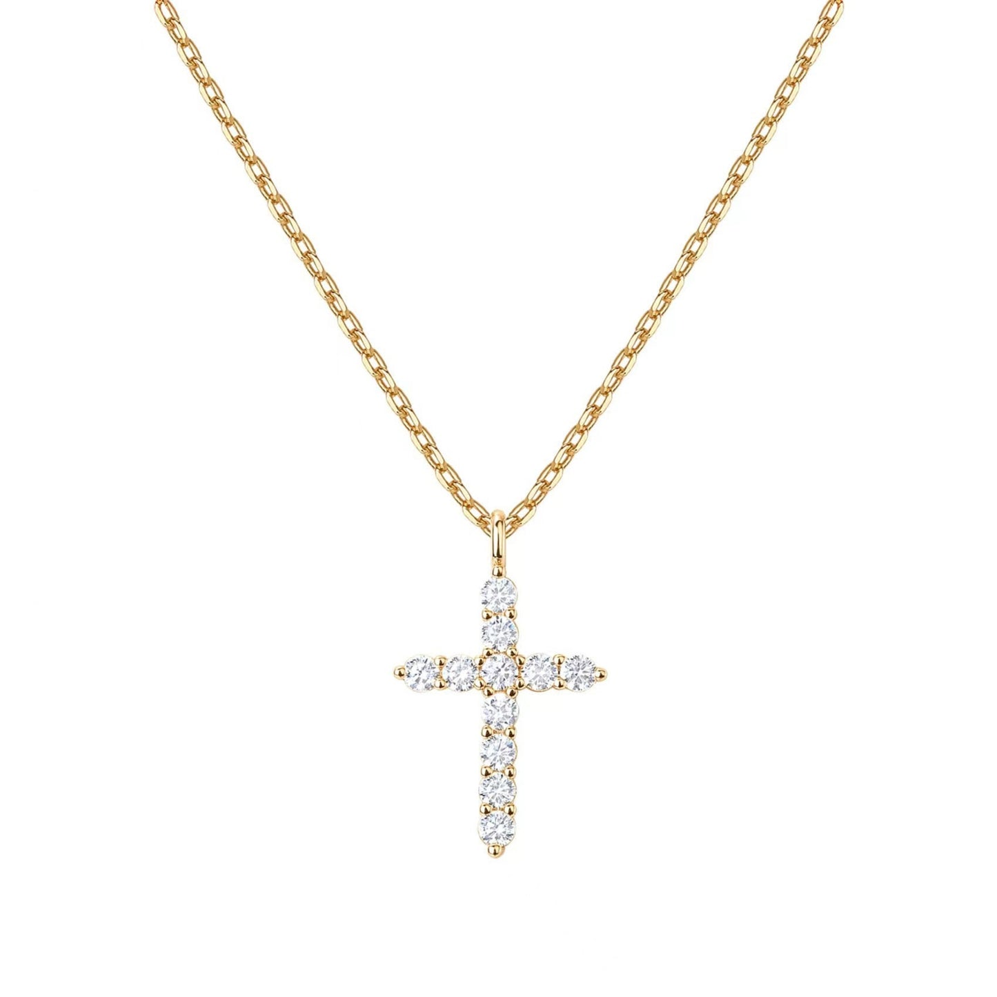 18K gold plated cross necklace, full diamond pendant religious jewelry