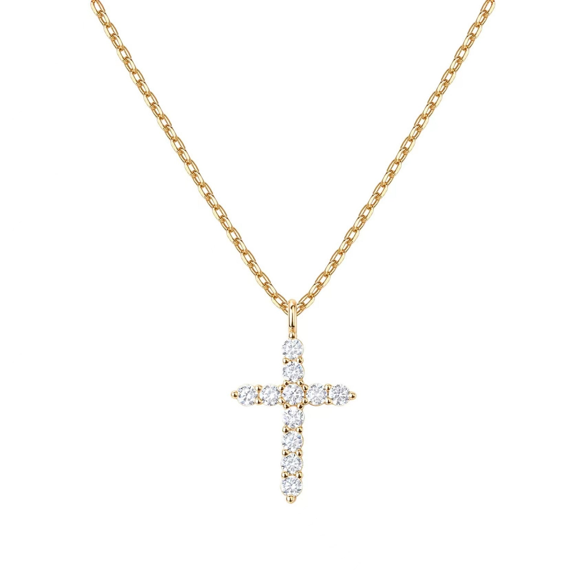 18K gold plated cross necklace, full diamond pendant religious jewelry