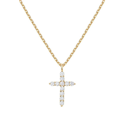 18K gold plated cross necklace, full diamond pendant religious jewelry