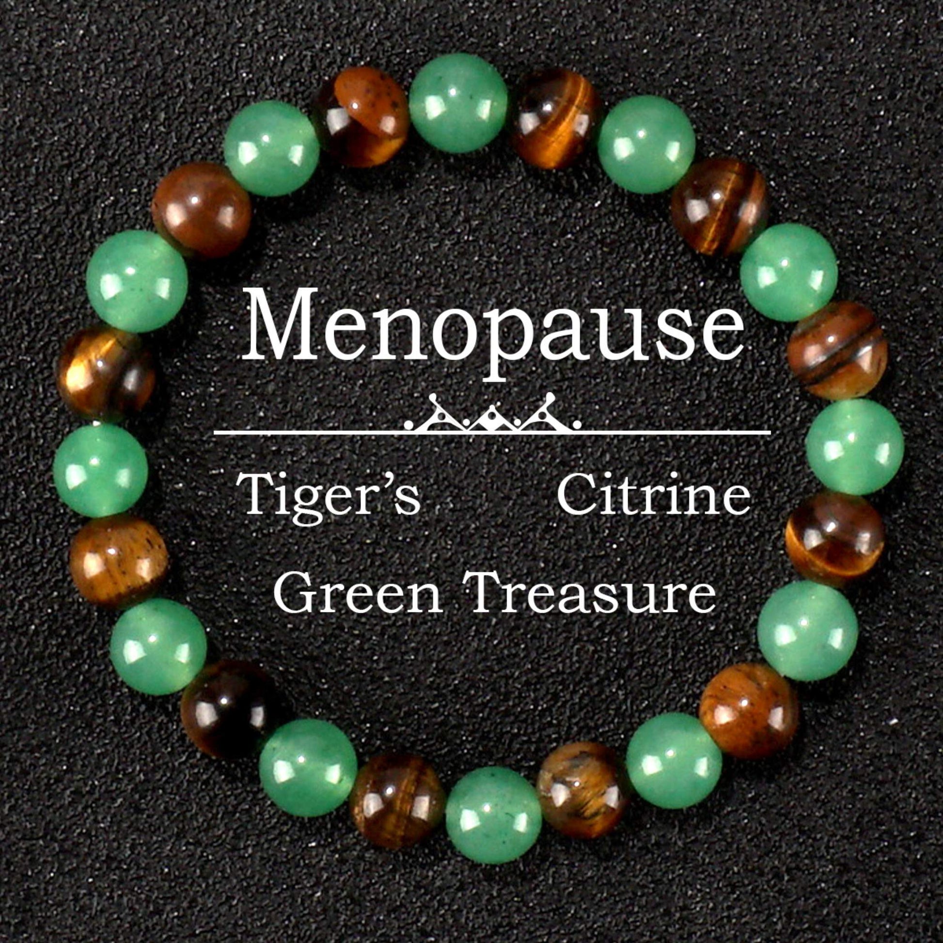 Natural Citrine Tiger's Eye Green Agate Beaded Bracelet for Menopause Relief, Boho Healing Crystal Bracelet for Women Men, Handmade Gemstone Jewelry Gift, sygjewelry