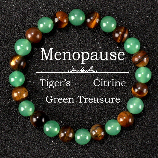 Natural Citrine Tiger's Eye Green Agate Beaded Bracelet for Menopause Relief, Boho Healing Crystal Bracelet for Women Men, Handmade Gemstone Jewelry Gift, sygjewelry