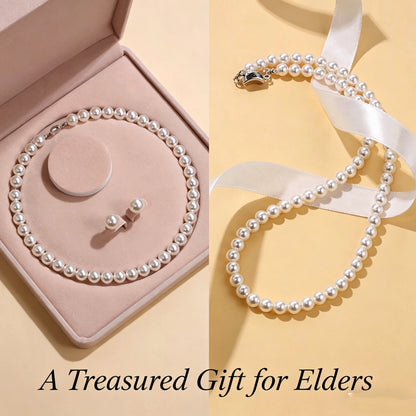 Pearl necklace set as a treasured gift for elders, ideal Mother's Day present for mom
