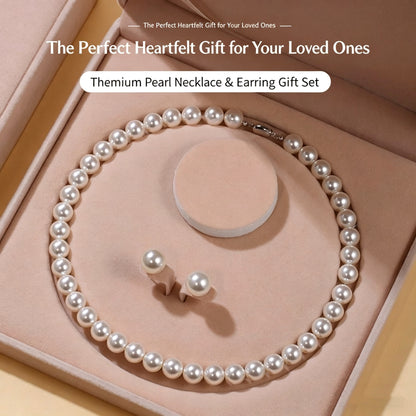 Premium pearl necklace and earring set in gift box, perfect heartfelt gift for loved ones