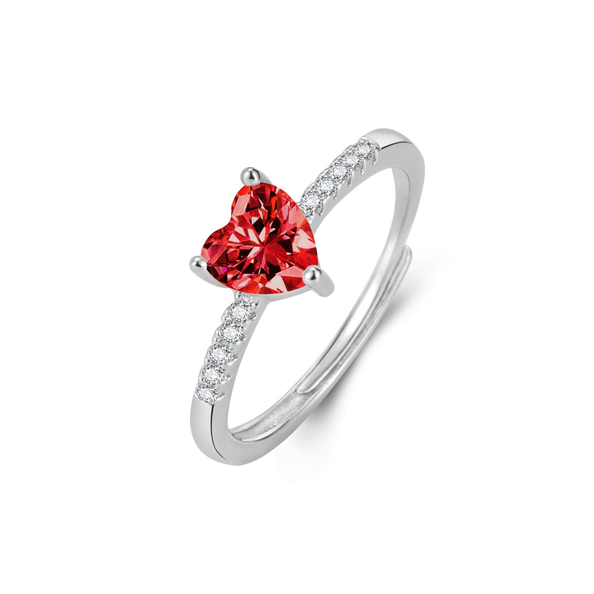 Red heart love open ring, hypoallergenic adjustable fashion ring for women
