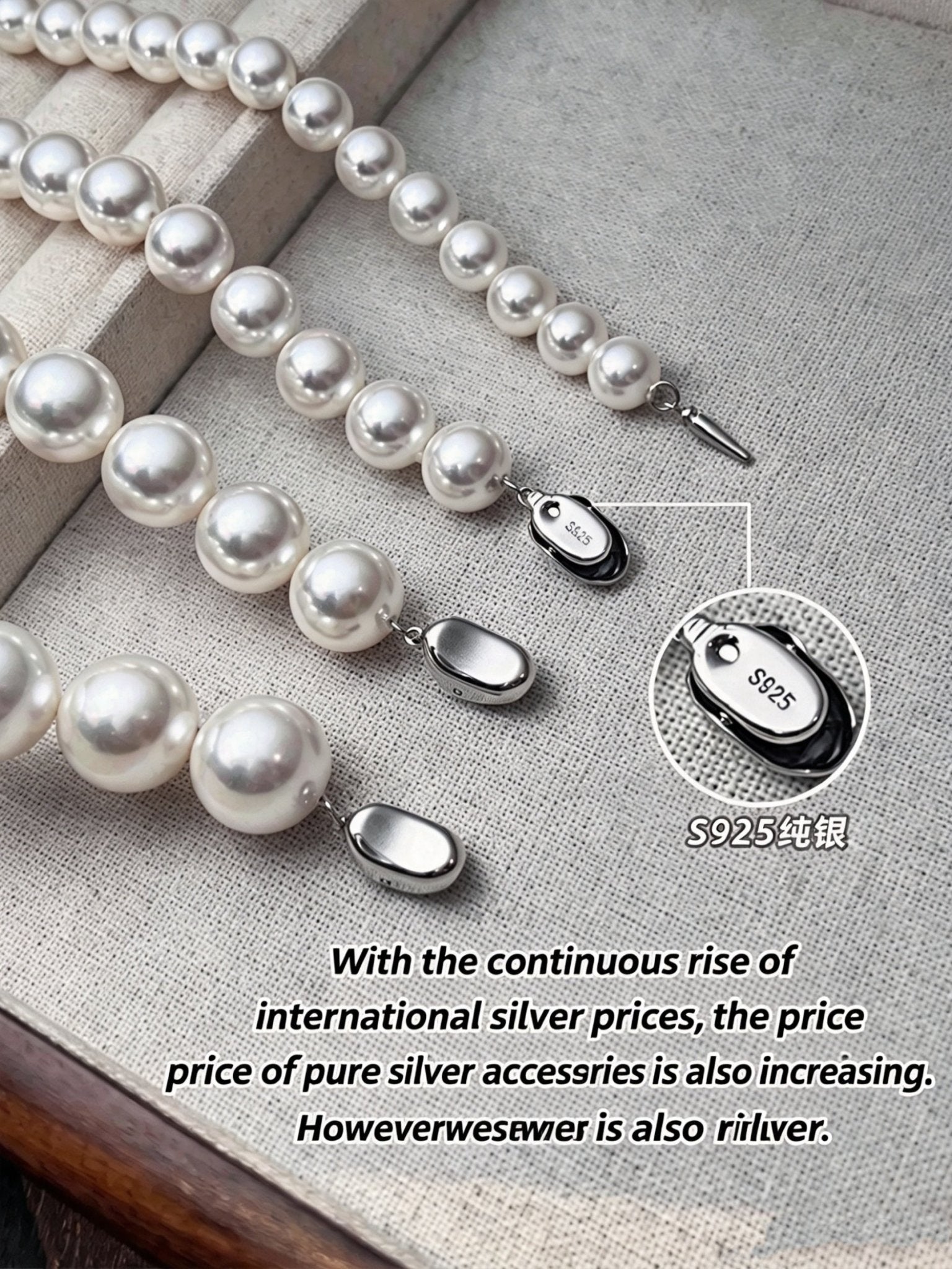 Shell Pearl Necklace S925 Sterling Silver Clasp Detail Multiple Sizes Imitation Pearl Jewelry for Women