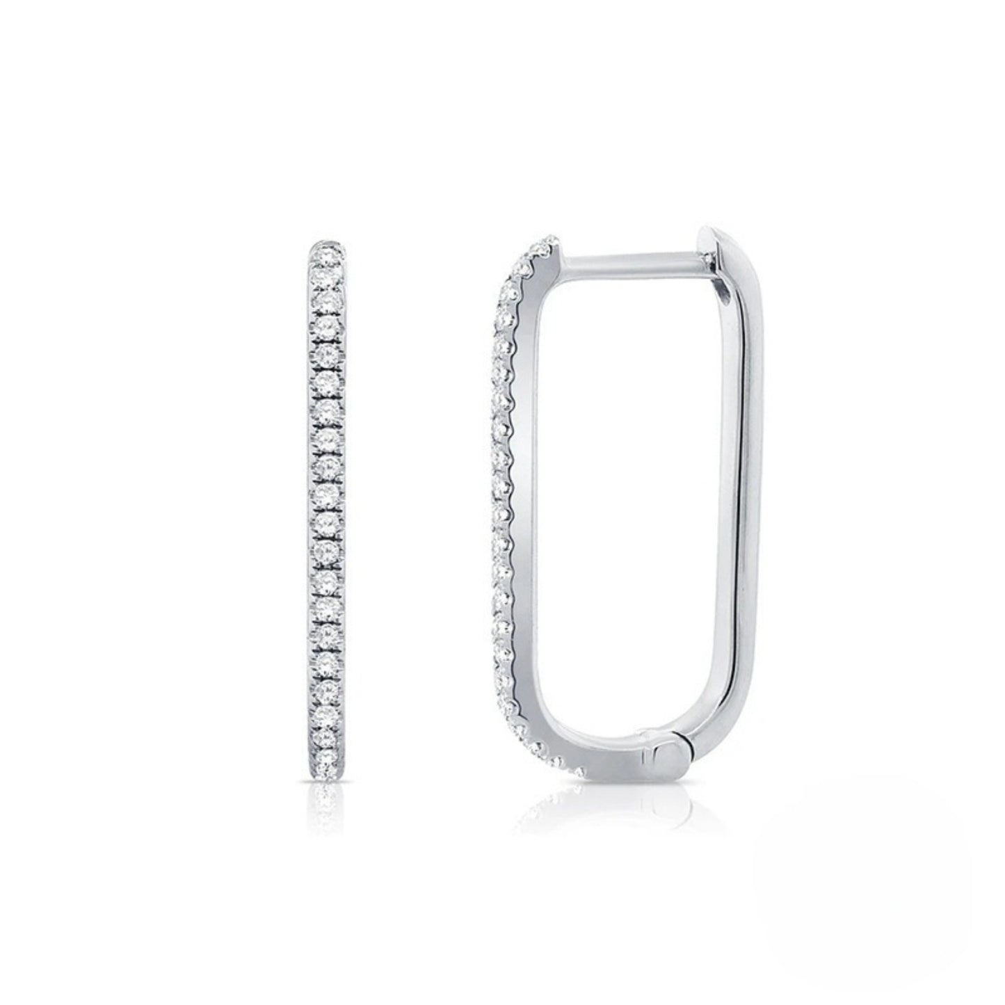 Silver U-shaped rhinestone hoop earrings, 14K gold plated INS style trendy earrings for women, minimalist everyday jewelry