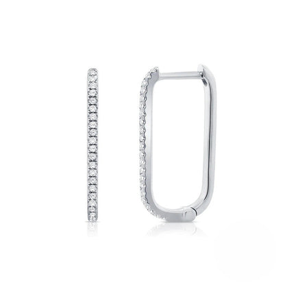 Silver U-shaped rhinestone hoop earrings, 14K gold plated INS style trendy earrings for women, minimalist everyday jewelry