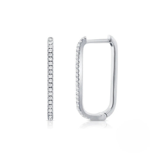 Silver U-shaped rhinestone hoop earrings, 14K gold plated INS style trendy earrings for women, minimalist everyday jewelry