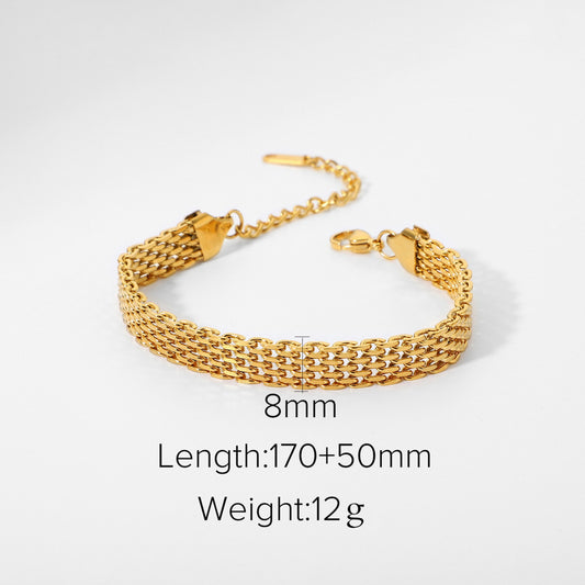 Silver titanium steel woven mesh bracelet, minimalist everyday jewelry for women