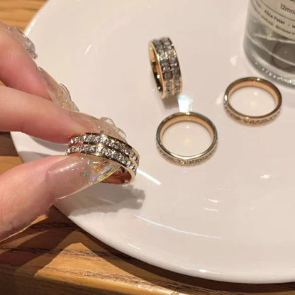 Gold rose gold silver starry diamond ring set, hypoallergenic jewelry for women's gifting