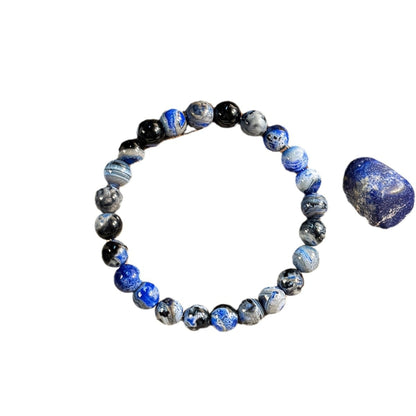 Synthetic blue agate style yoga bracelet main picture, handmade beaded bangle for meditation wellness

