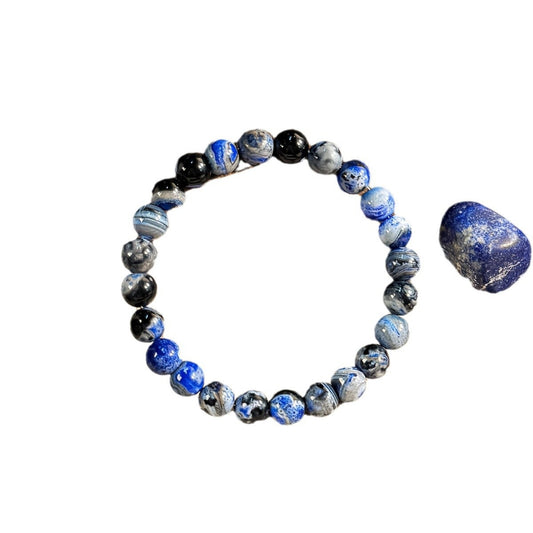 Synthetic blue agate style yoga bracelet main picture, handmade beaded bangle for meditation wellness
